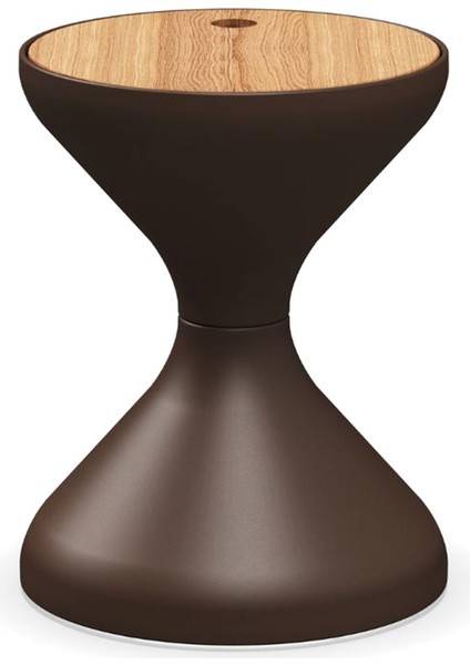 Bells Java Kahverengi Teak Tablalı Alüminyum Yan Sehpa 40 x 50 cm