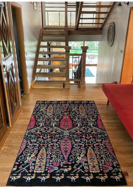 Gabbeh Siyah Halı 135X210 cm
