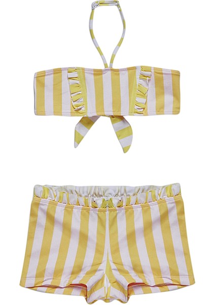 Lilou Sarı Çizgili Straplezli Bikini Takımı