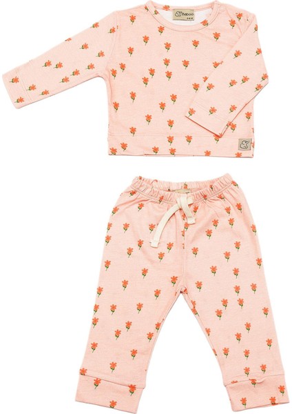 Çiçek Desenli Pembe Kız Çocuk Pijama Takımı