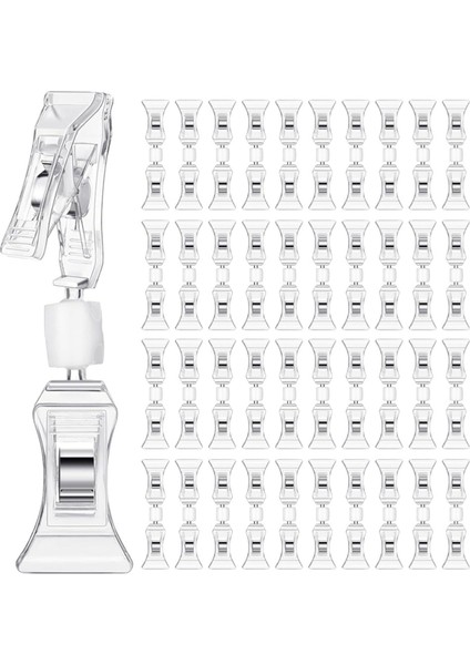 100 Adet Çift Taraflı Tabela Klipsleri Ekran Mini Klips Şeffaf Döndürülebilir Tutucu Üzerindeki Ürünler Plastik Etiket (Yurt Dışından)