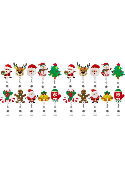 2x Noel Rozeti Makarası Geri Çekilebilir Hemşire Klipsleri Tatil Sevimli Isim Kimlik Makarası, Hemşire Öğretmen (Yurt Dışından)