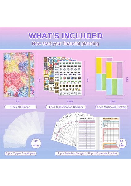 Set A6 Bütçe Klasörü, Fermuarlı Zarflı Klasör, Para Planlayıcı Klasörü, Nakit Için Para Düzenleyici, Klasör, C (Yurt Dışından)