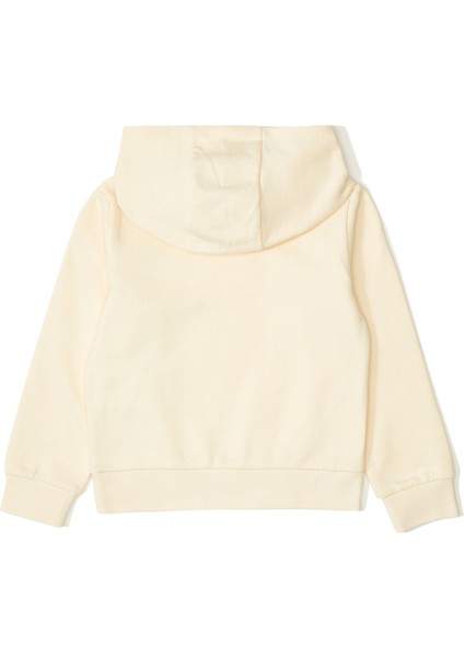 Krem Kapüşonlu Kız Çocuk Sweatshirt