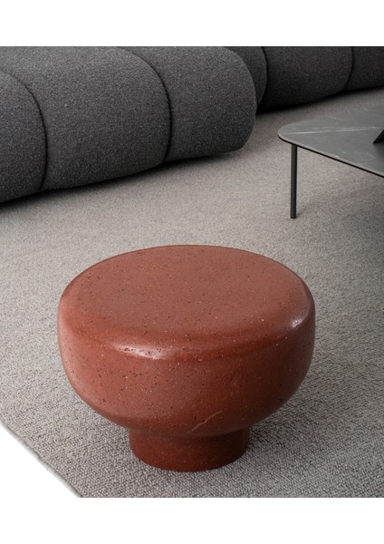 Ozooc Hafifletilmiş Beton Yatay Kırmızı Yan Sehpa 50 cm fiyatları