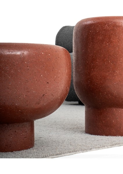 Ozooc Hafifletilmiş Beton Yatay Kırmızı Yan Sehpa 50 cm modelleri