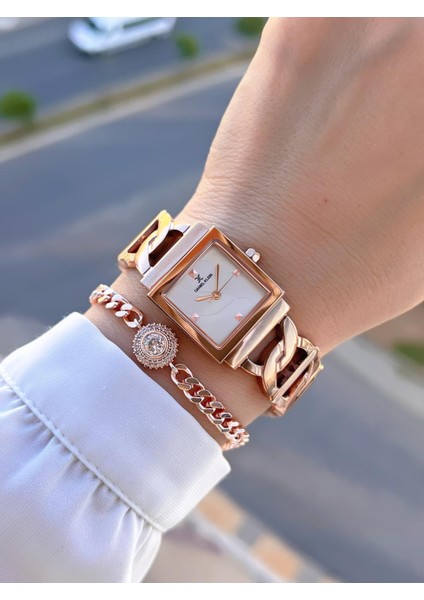 Çelik Kordon 30 mt Suya Dayanıklı 2 Yıl Garantili Kadın Kol Saati+Bileklik BYN.13959.6 modelleri