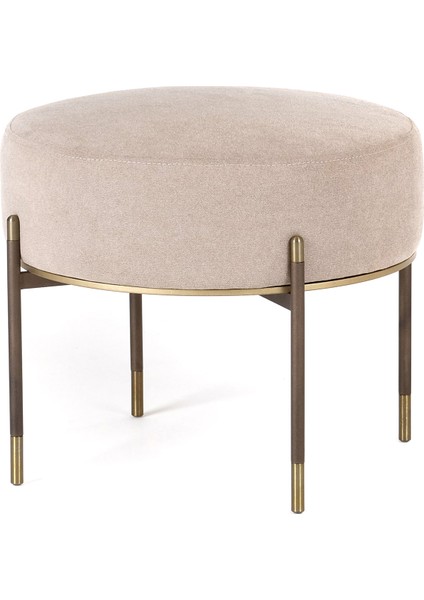 Kirit Bej Metal Ayaklı Ottoman Puf