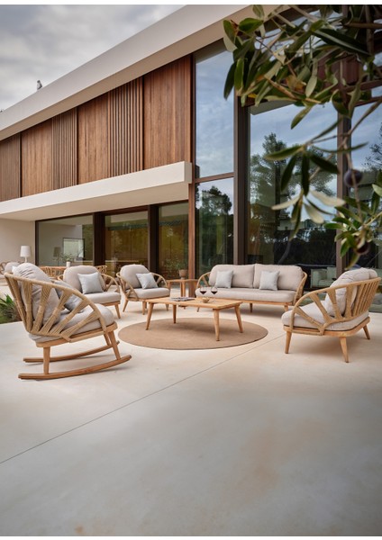 Krabi Krem Rattan Bahçe Oturma Takımı