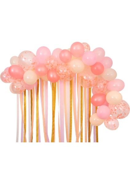 Pembe 50 Adet Balon & Renkli Kağıt Şeritler
