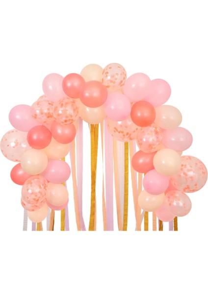 Pembe 50 Adet Balon & Renkli Kağıt Şeritler