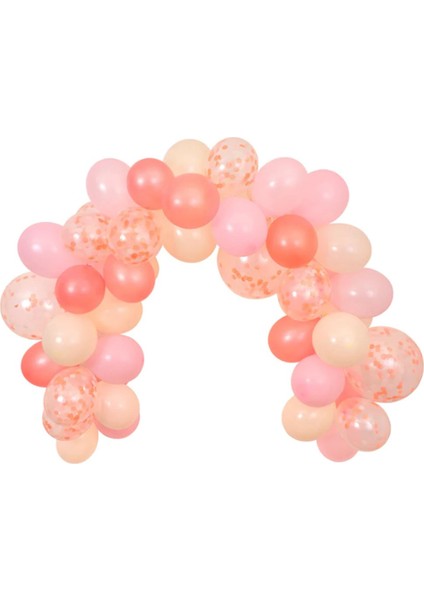 Pembe 50 Adet Balon & Renkli Kağıt Şeritler