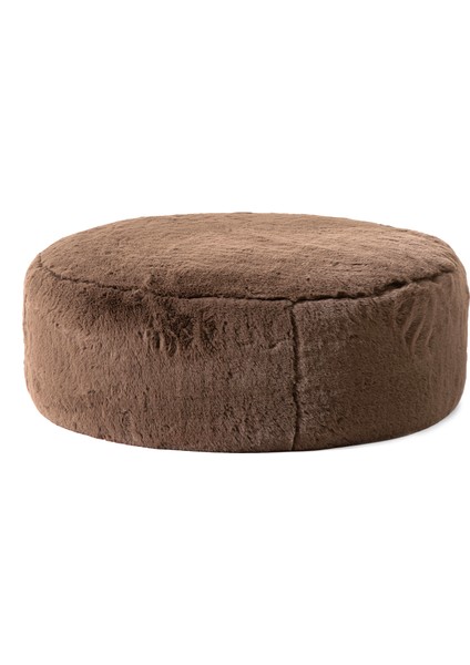 Kahverengi Peluş Döşemeli Yuvarlak Büyük Boy Puf