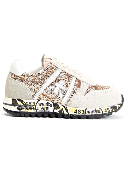 Bej Payet Işlemeli Erkek Çocuk Deri Sneaker