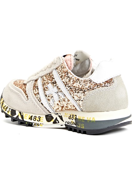 Bej Payet Işlemeli Erkek Çocuk Deri Sneaker