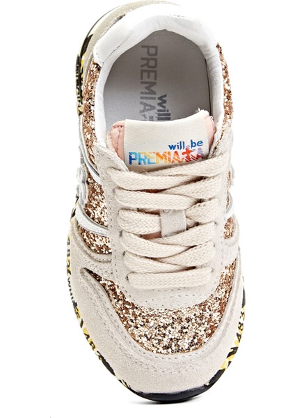 Bej Payet Işlemeli Erkek Çocuk Deri Sneaker