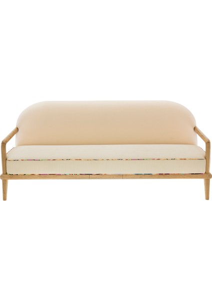 Sofa Corduroy Bej Masif Ahşap Kanepe