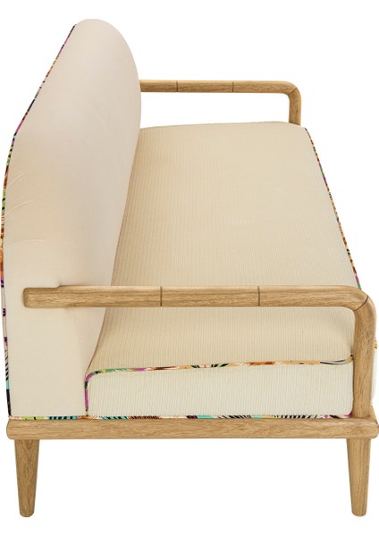 Sofa Corduroy Bej Masif Ahşap Kanepe