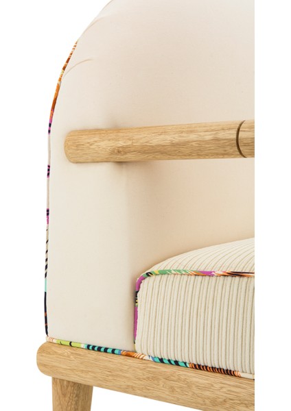 Sofa Corduroy Bej Masif Ahşap Kanepe