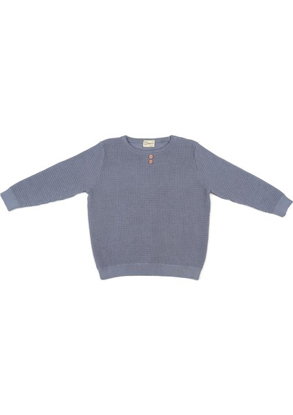 Waffle Organik Pamuk Mavi Unisex Çocuk Alt Üst Takım