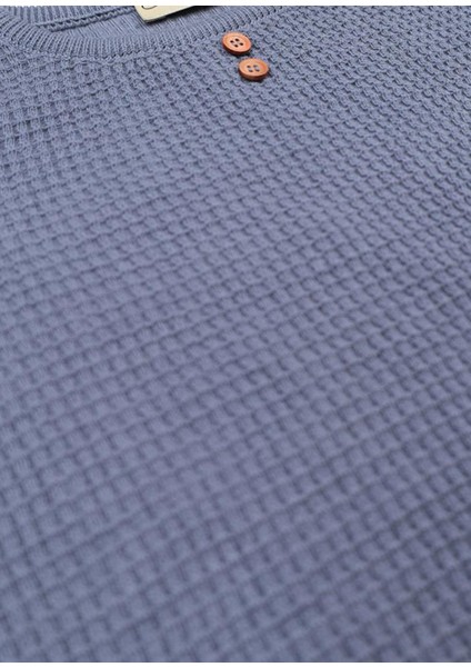 Waffle Organik Pamuk Mavi Unisex Çocuk Alt Üst Takım
