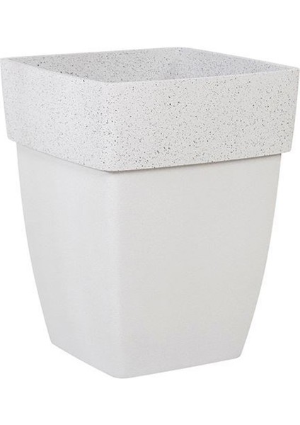 Polystone Kumlu Beyaz Kenar Saksı