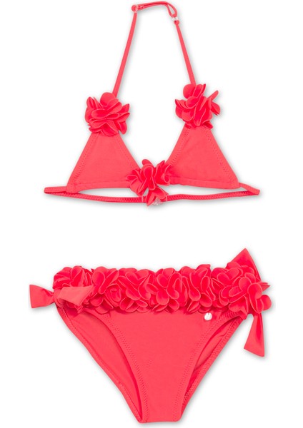 Kırmızı Boyundan Bağlama Kız Çocuk Bikini Takımı