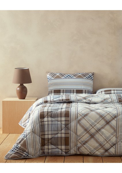 Tiny Polycotton Çift Kişilik Uyku Seti Kahverengi-Mavi