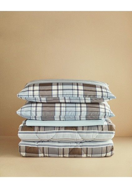 Tiny Polycotton Çift Kişilik Uyku Seti Kahverengi-Mavi indirimleri