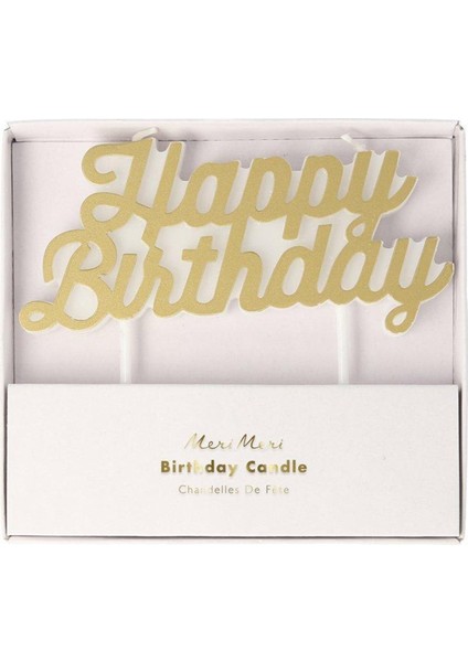 Altın Rengi Happy Birthday Pasta Mumu