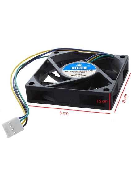 Dc 12V 8 cm 4pin Fan 8X8X1.5CM Fan 4 Pinli 8cm Fan