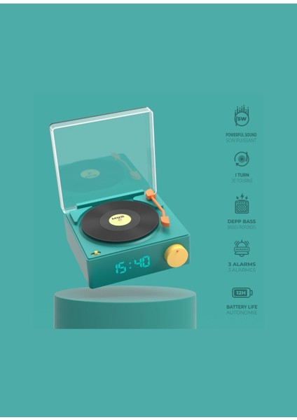 Retro Pikap Mavi Bluetooth Hoparlör ve Çalar Saat