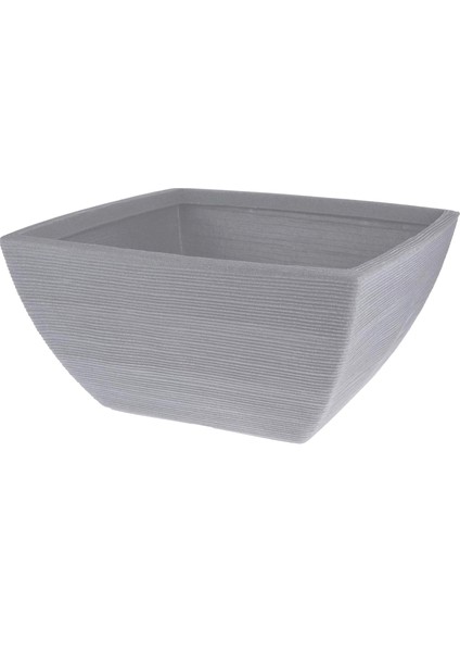 Gri Plastik Yivli Kare Saksı 52 x 25 cm
