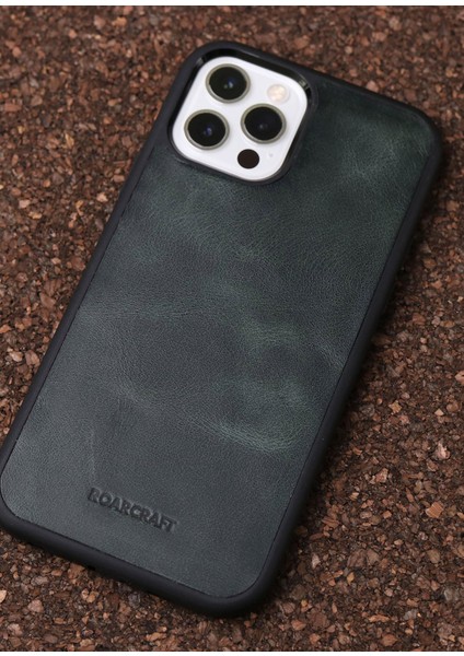 iPhone 14 Plus Zümrüt Yeşil Deri Kılıf