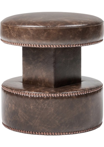 Nova Stool Kahverengi Vintage Deri Puf