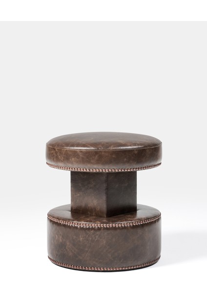 Nova Stool Kahverengi Vintage Deri Puf
