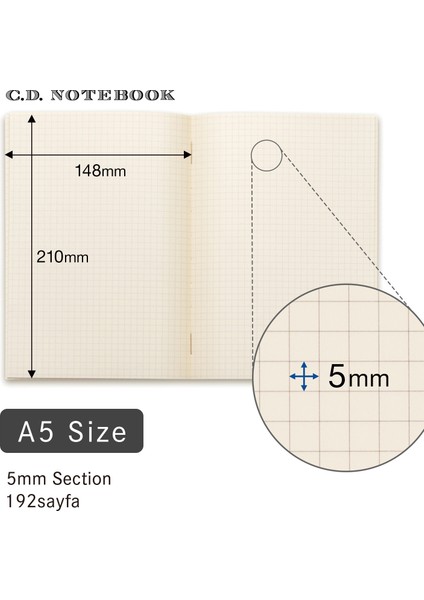 Premium CD A5 Sarı Kareli Defter