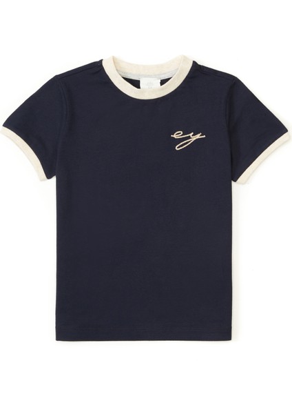 Mavi Logo Nakışlı Erkek Çocuk T-Shirt