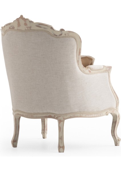 Artemis Linen Bej Eskitme Ahşap Ayaklı Berjer