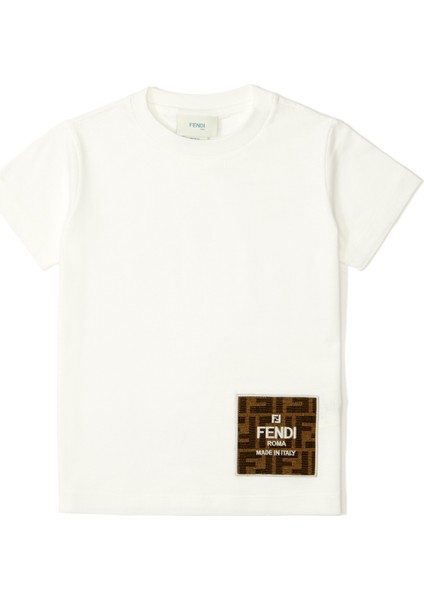 Beyaz Logolu Unisex Çocuk T-Shirt