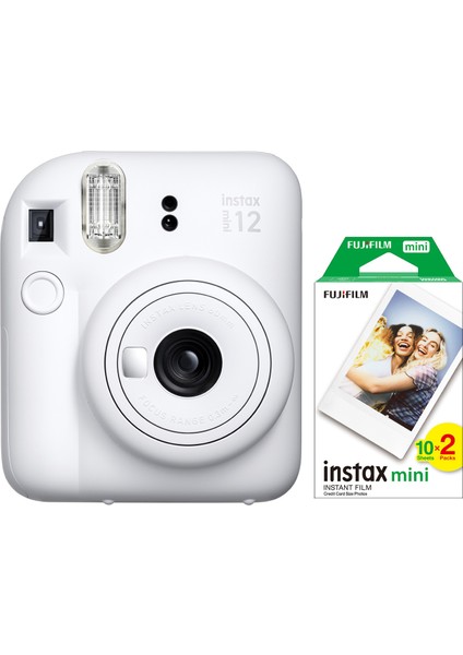 Instax Mini 12 Beyaz Fotoğraf Makinesi + 20'li Mini Film Seti