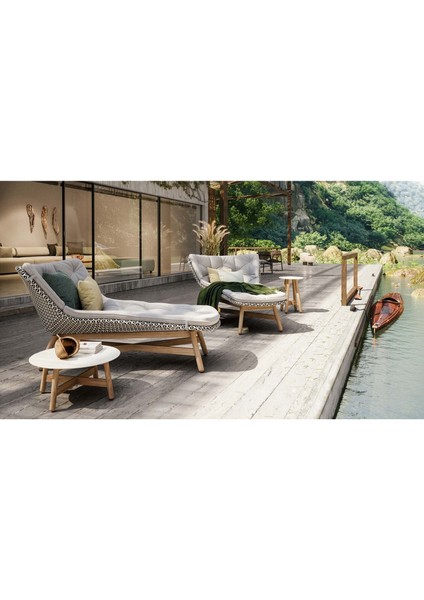 Mbrace Gri Rattan Daybed Bahçe Koltuğu