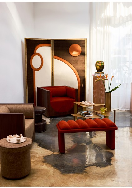 Cube Lounge Bej Ceviz Berjer
