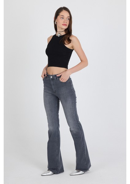 Ispanyol Paça Esnek Kumaş Regular Kadın Jean Kadın Kot Pantolon 2833