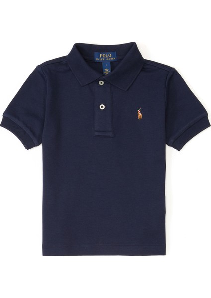 Lacivert Polo Yaka Unisex Çocuk T-Shirt