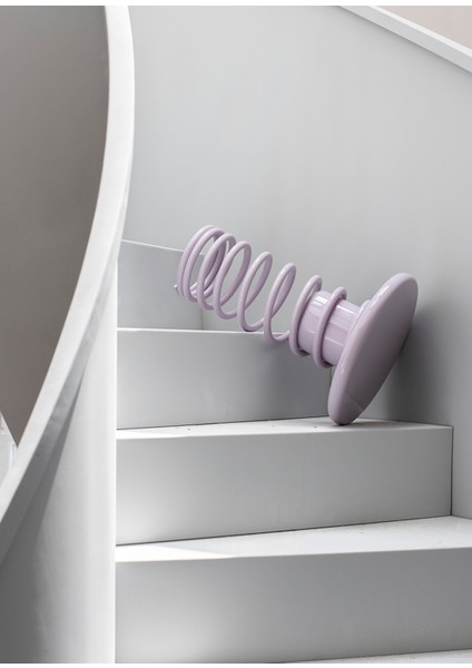 Twist Lila Ahşap Tablalı Metal Tabure