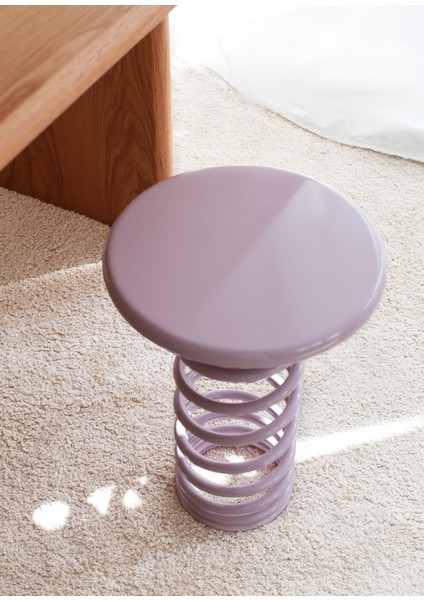 Twist Lila Ahşap Tablalı Metal Tabure
