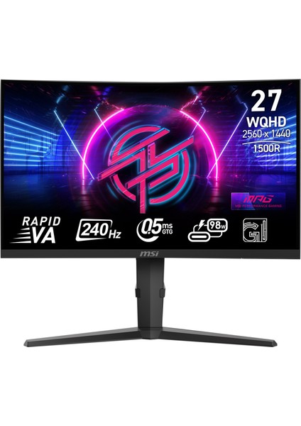 Mpg 275CQRXF 27" Wqhd Curve Rapid Va 240Hz 0.5ms Gtg Freesync Premium Siyah Gaming Monitör