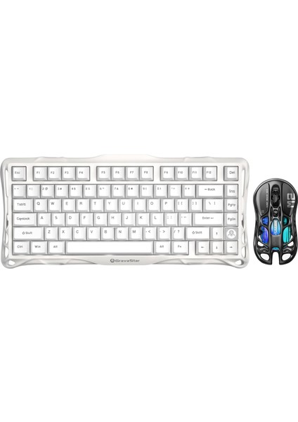 Mercury Beyaz K1 Lite+M2 Kablosuz Rgb Işıklı Mekanik Q Gaming Klavye ve Optik Mouse Seti