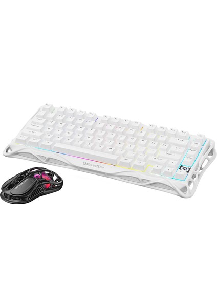 Mercury Beyaz K1 Lite+M2 Kablosuz Rgb Işıklı Mekanik Q Gaming Klavye ve Optik Mouse Seti
